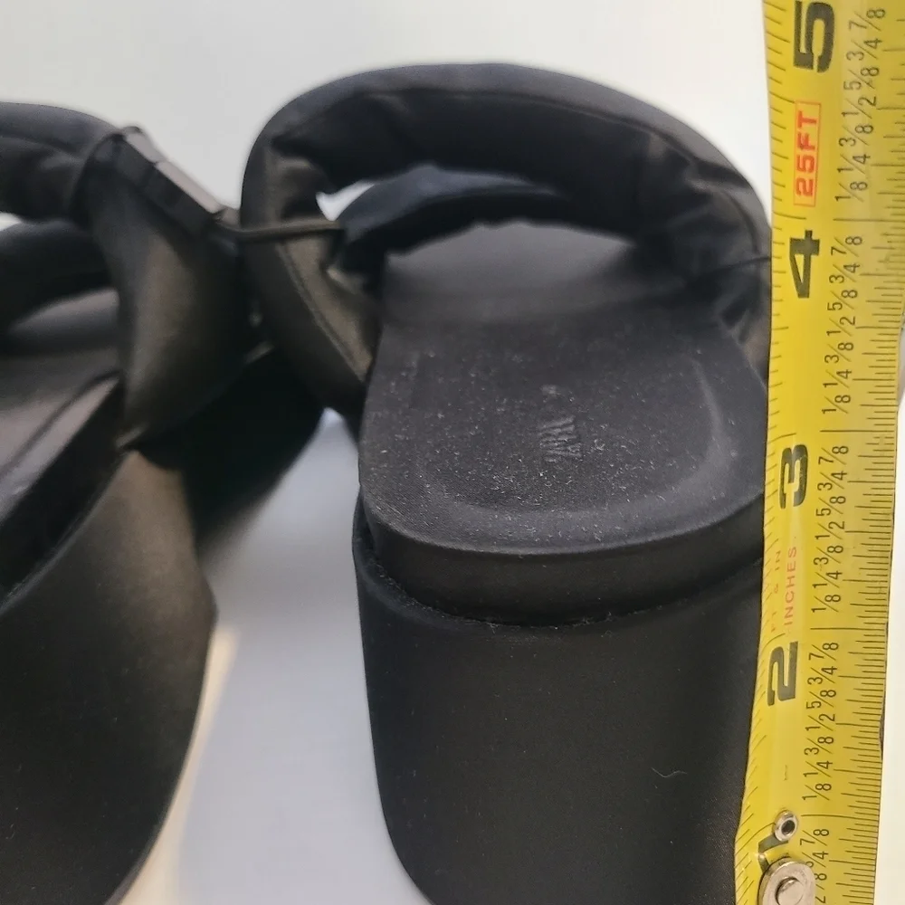 ZARA PADDED STRAP FLATFORM SANDALS BLACK SIZE 8 | 1344/110 - Picture 11 of 14